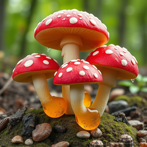 Magic Mushroom Gummies with Nature Background