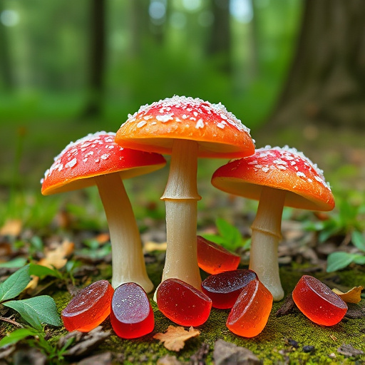 Magic Mushroom Gummies with Nature Background