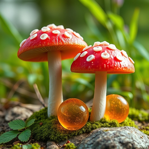 Magic Mushroom Gummies with Nature Background
