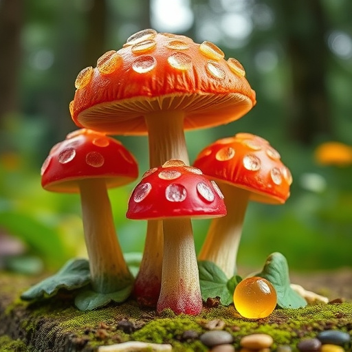 Magic Mushroom Gummies with Nature Background