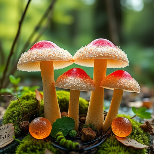 Magic Mushroom Gummies with Nature Background