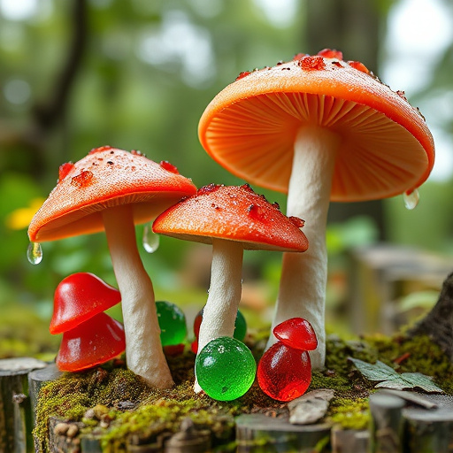 Magic Mushroom Gummies with Nature Background