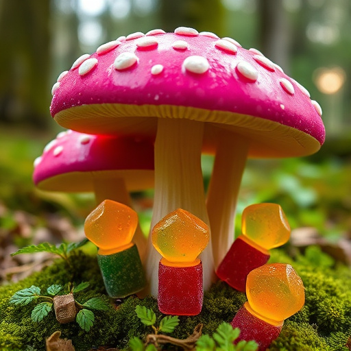 Magic Mushroom Gummies with Nature Background