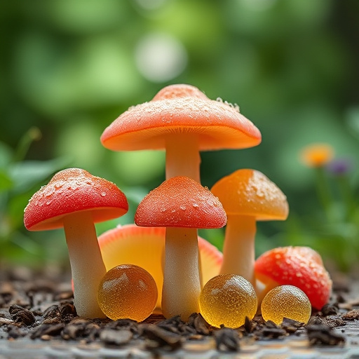 Magic Mushroom Gummies with Nature Background