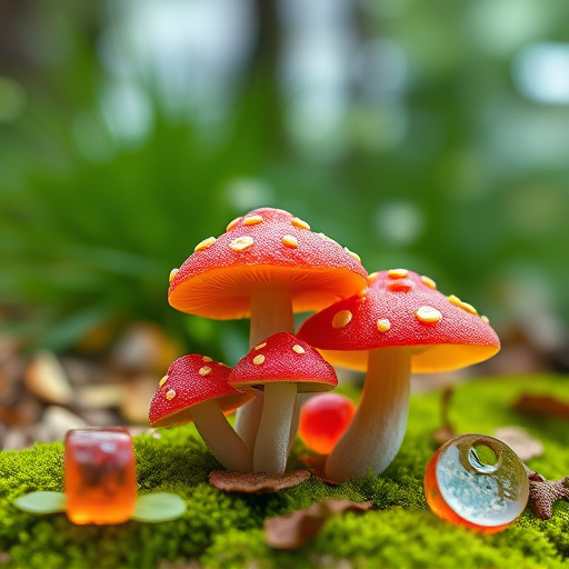 Magic Mushroom Gummies with Nature Background