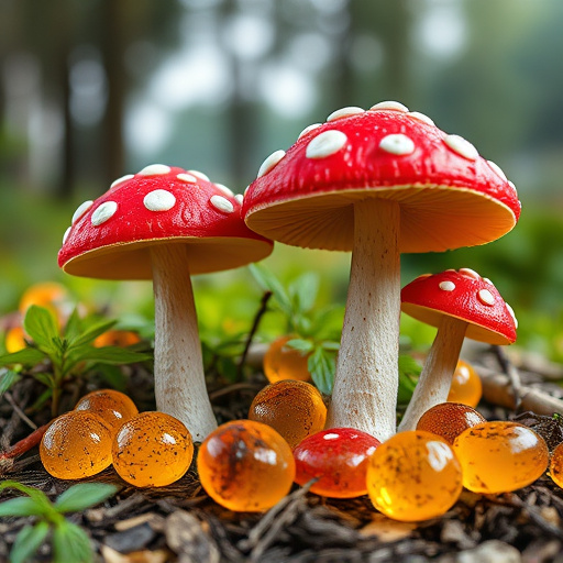 Magic Mushroom Gummies with Nature Background