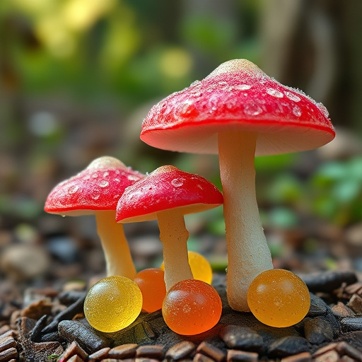 Magic Mushroom Gummies with Nature Background