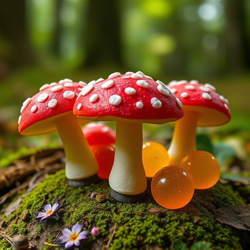 Magic Mushroom Gummies with Nature Background