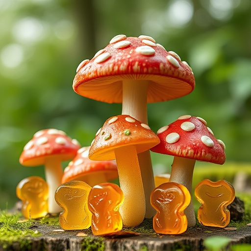 Magic Mushroom Gummies with Nature Background