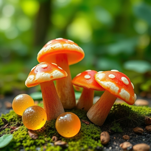 Magic Mushroom Gummies with Nature Background