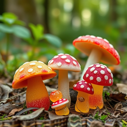 Magic Mushroom Gummies with Nature Background