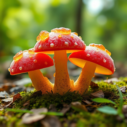 Magic Mushroom Gummies with Nature Background