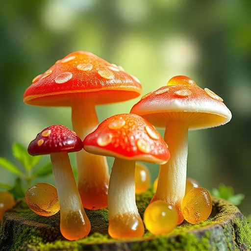 Magic Mushroom Gummies with Nature Background