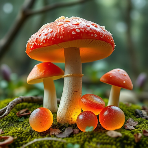 Magic Mushroom Gummies with Nature Background