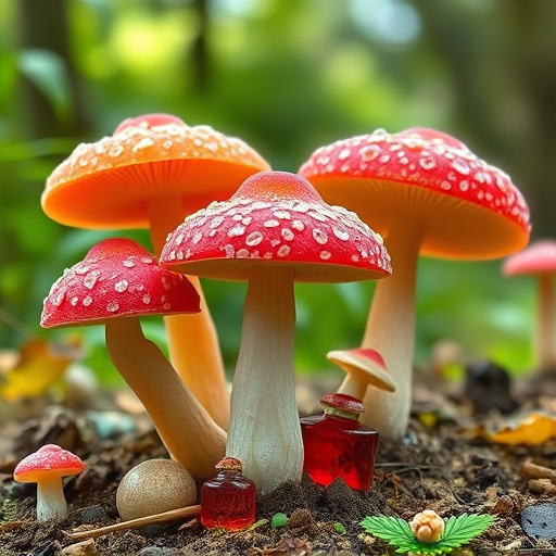 Magic Mushroom Gummies with Nature Background