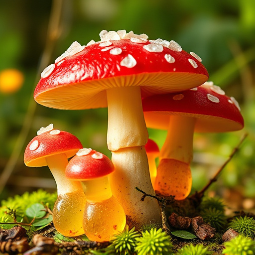 Magic Mushroom Gummies with Nature Background