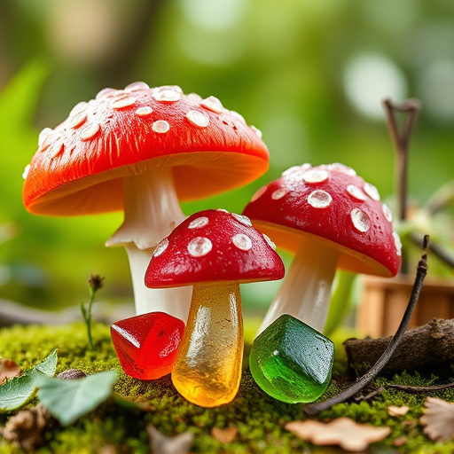 Magic Mushroom Gummies with Nature Background