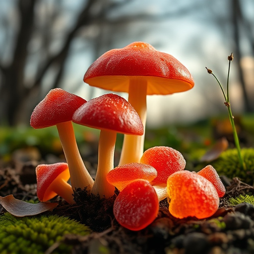 Magic Mushroom Gummies with Nature Background