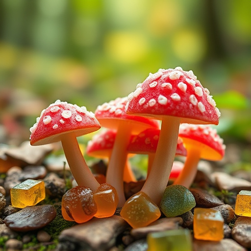 Magic Mushroom Gummies with Nature Background
