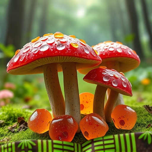 Magic Mushroom Gummies with Nature Background