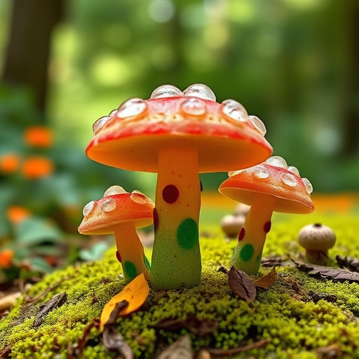 Magic Mushroom Gummies with Nature Background