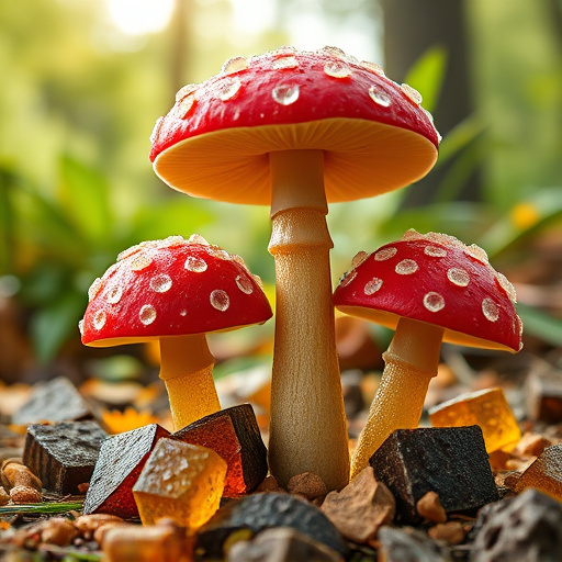 Magic Mushroom Gummies with Nature Background