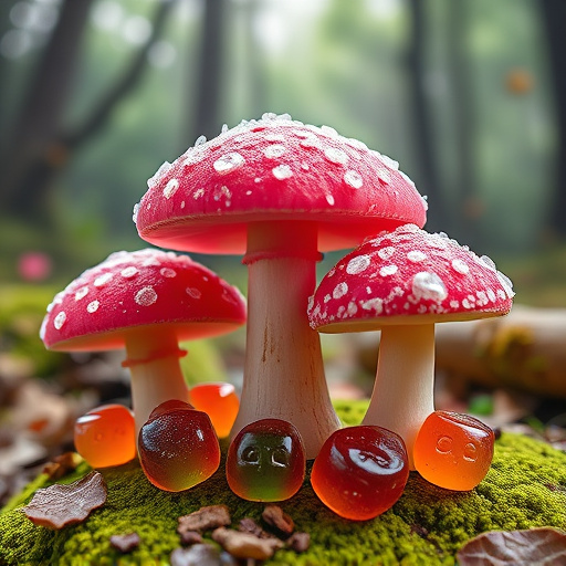 Magic Mushroom Gummies with Nature Background