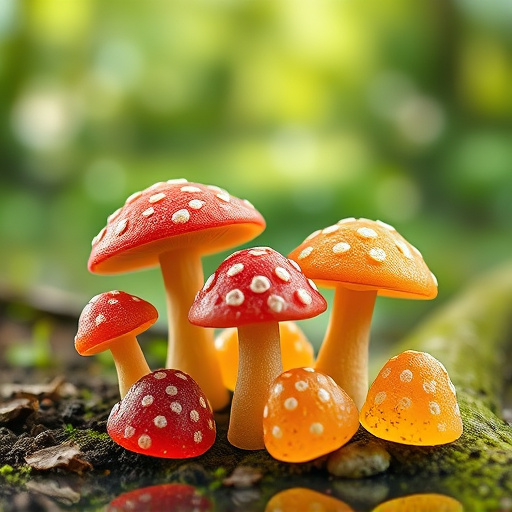Magic Mushroom Gummies with Nature Background