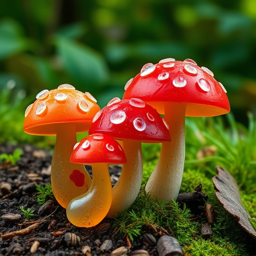 Magic Mushroom Gummies with Nature Background
