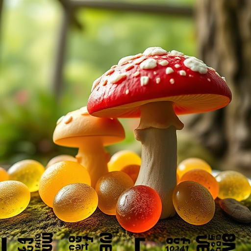 Magic Mushroom Gummies with Nature Background