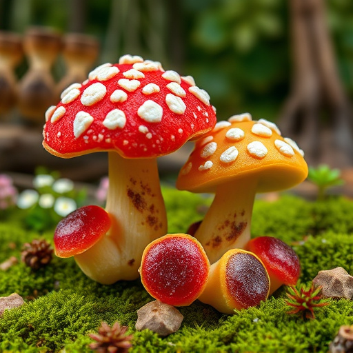 Magic Mushroom Gummies with Nature Background