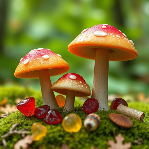 Magic Mushroom Gummies with Nature Background