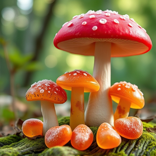 Magic Mushroom Gummies with Nature Background