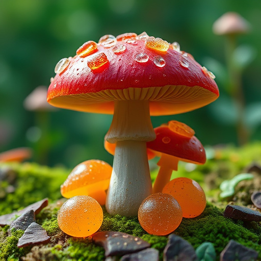 Magic Mushroom Gummies with Nature Background
