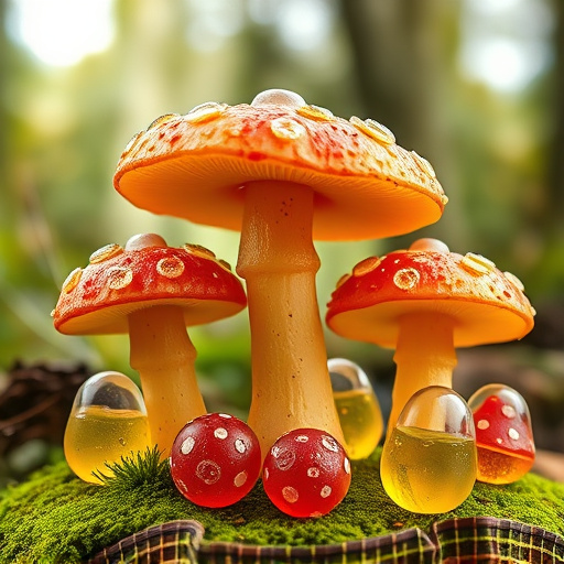 Magic Mushroom Gummies with Nature Background