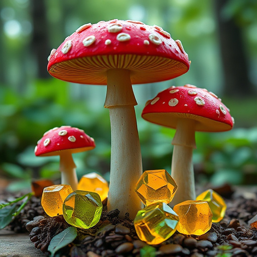 Magic Mushroom Gummies with Nature Background