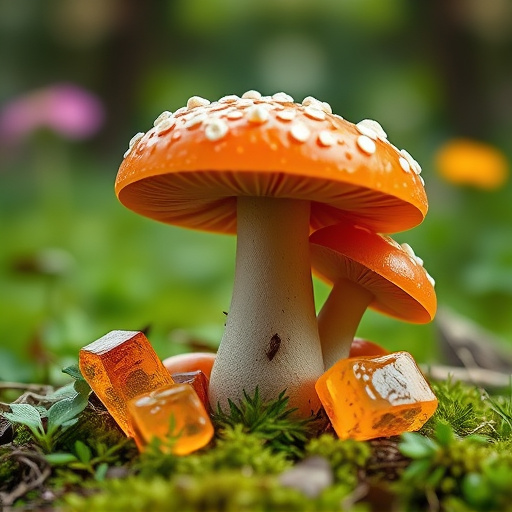 Magic Mushroom Gummies with Nature Background