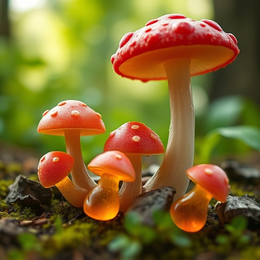 Magic Mushroom Gummies with Nature Background