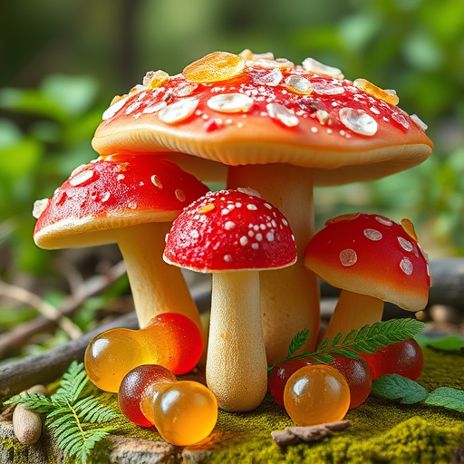 Magic Mushroom Gummies with Nature Background