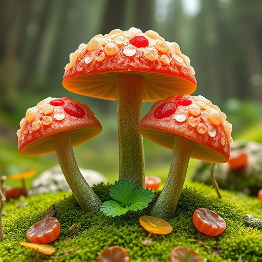 Magic Mushroom Gummies with Nature Background