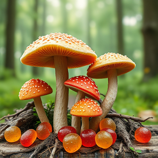 Magic Mushroom Gummies with Nature Background