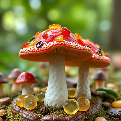 Magic Mushroom Gummies with Nature Background