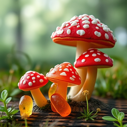 Magic Mushroom Gummies with Nature Background