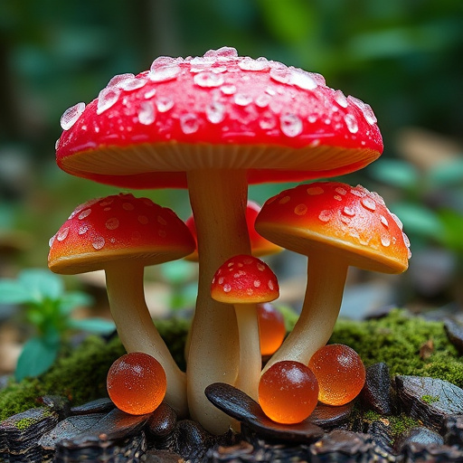 Magic Mushroom Gummies with Nature Background