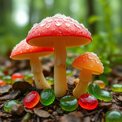 Magic Mushroom Gummies with Nature Background