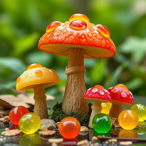 Magic Mushroom Gummies with Nature Background