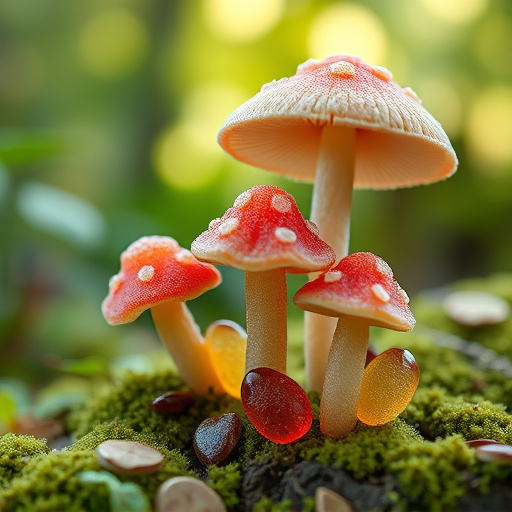 Magic Mushroom Gummies with Nature Background