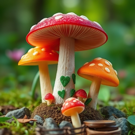 Magic Mushroom Gummies with Nature Background