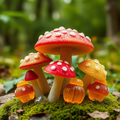 Magic Mushroom Gummies with Nature Background