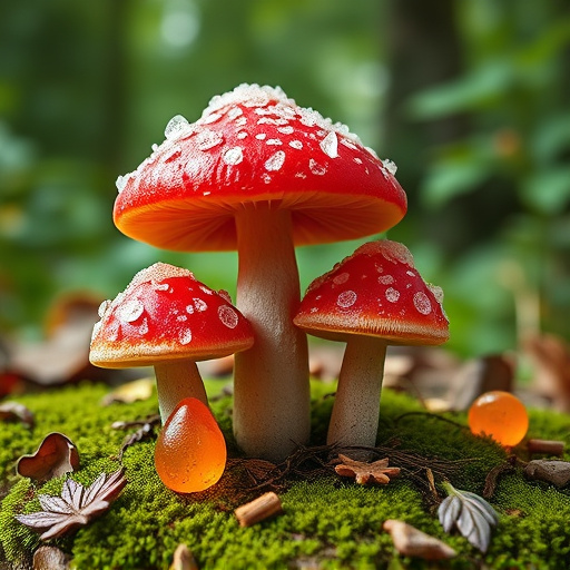 Magic Mushroom Gummies with Nature Background